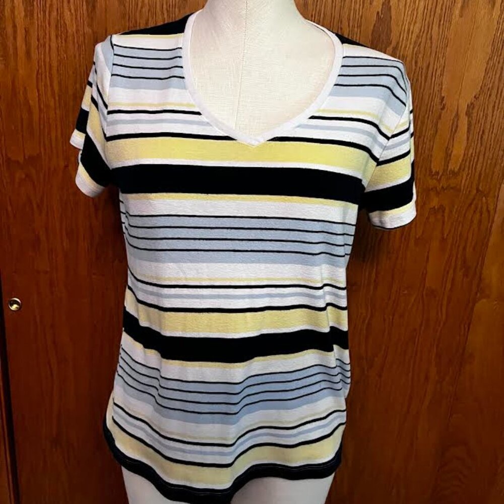 Croft & Barrow Classic V-Neck Short Sleeve Striped Tee